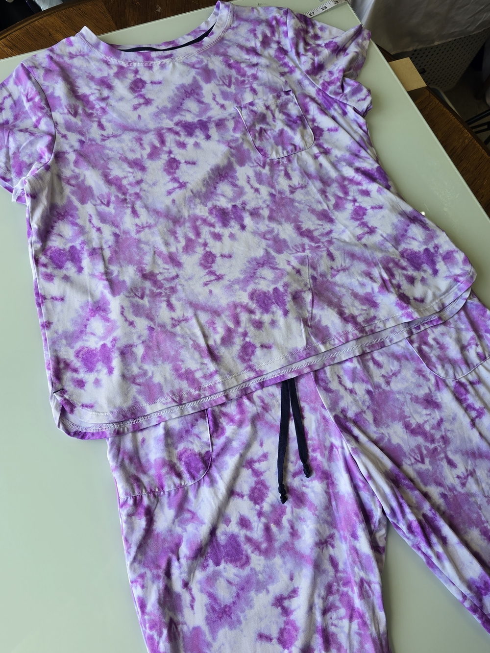 Jane and Bleecker Purple Tie-Dye Pocket Pajama Set